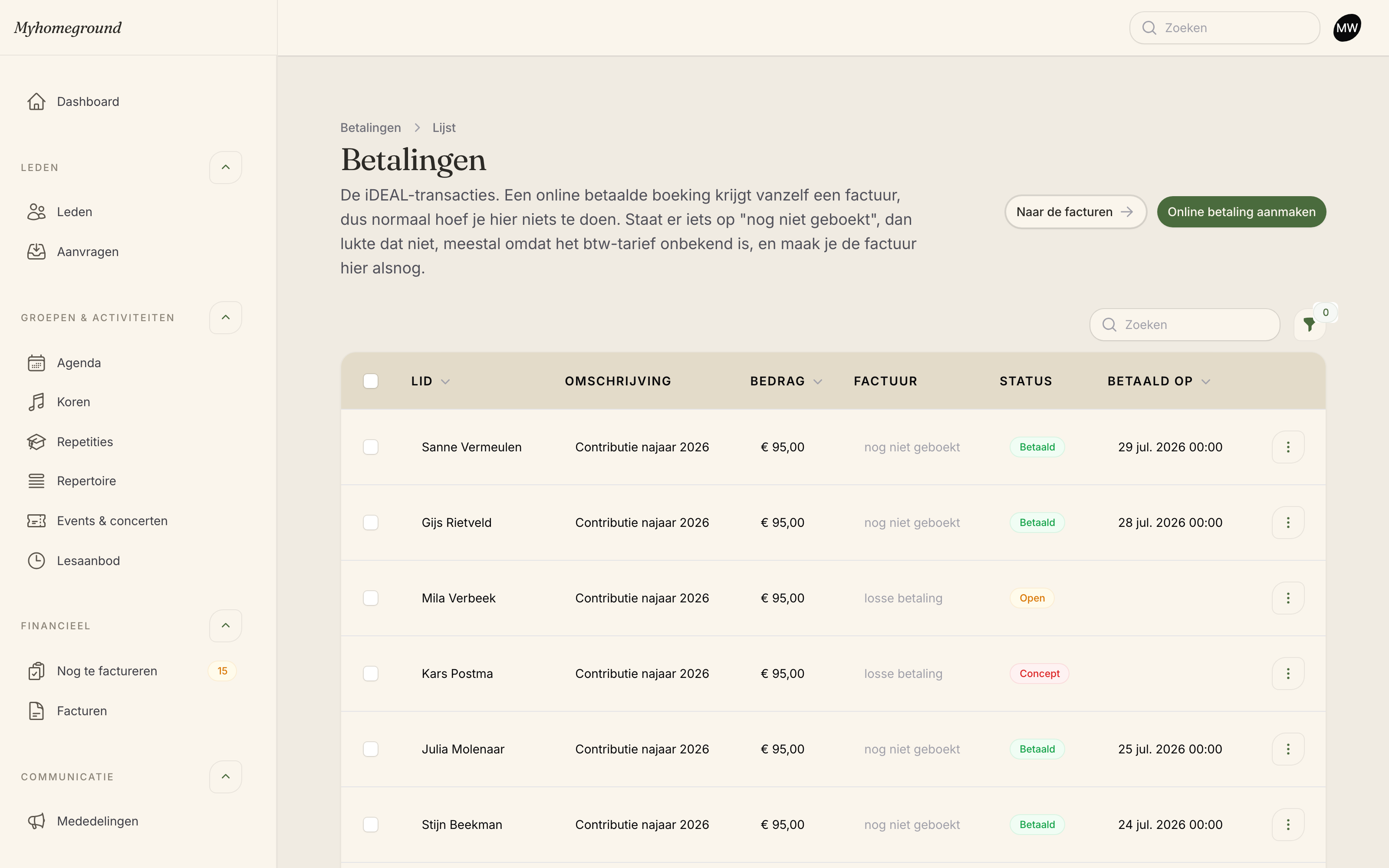 Betalen via iDEAL in het beheer